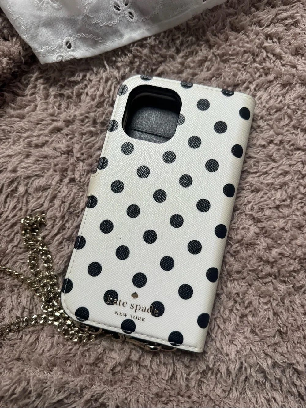 kate spade Black & White Polka Dot Crossbody Phone Case 12 pro